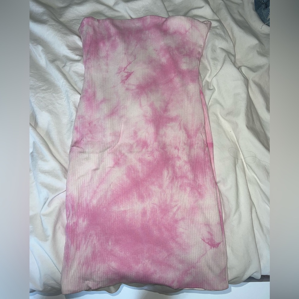Tigermist strapless bodycon pink tie dye dress never been worn size medium